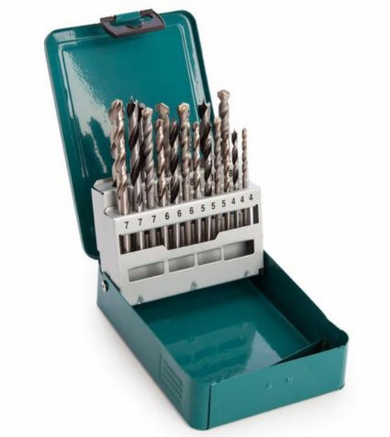 Picture of Makita P-47173 18pc Mixed Drill Bit Set Includes Wood Masony & Metal Bits In Metal Box