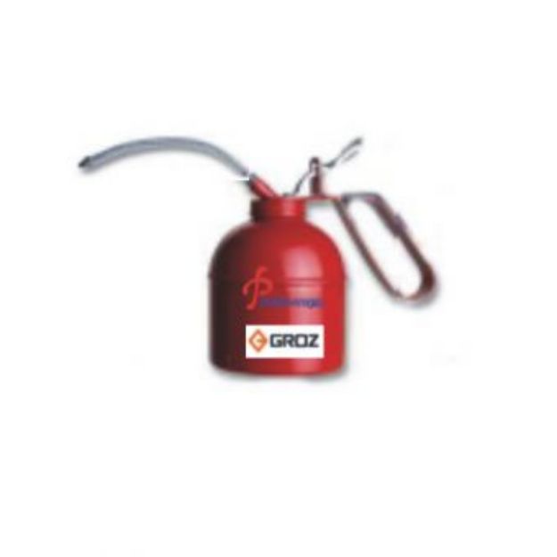 Picture of GROZ Oil Can PT Type 700ml, Steel Pump, Red with 8" Flexible Spout