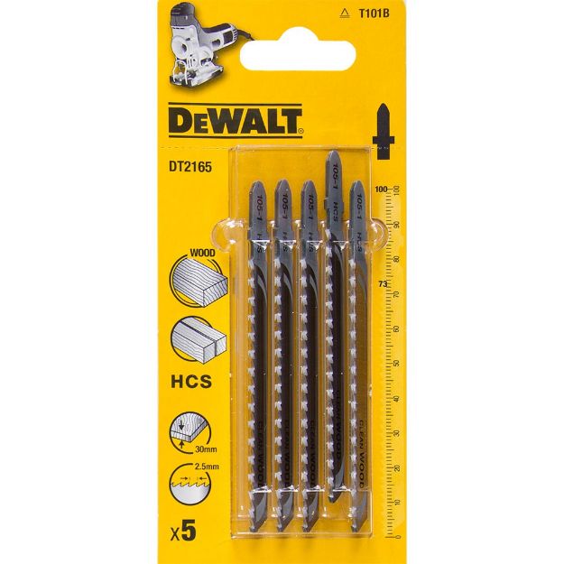 Picture of Dewalt DT2165 Pkt 5 Jigsaw Blades T101B Wood & PVC (Full Length 100mm)