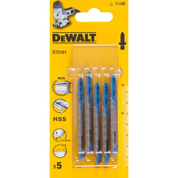 Picture of Dewalt DT2161 Pkt 5 Jigsaw Blades T118B Metal (Full Length 76mm)