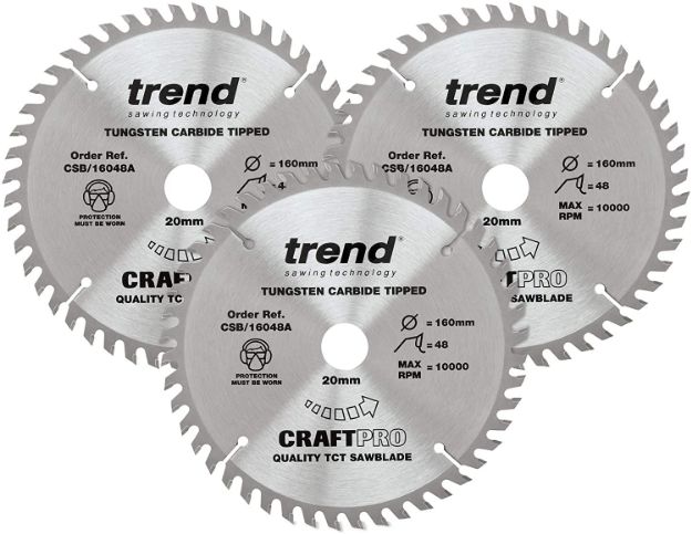 Picture of Trend CSB-160-3PK Craft Saw Blade 3pc Set For Plunge Saw Includes CSB-16048A x 3 