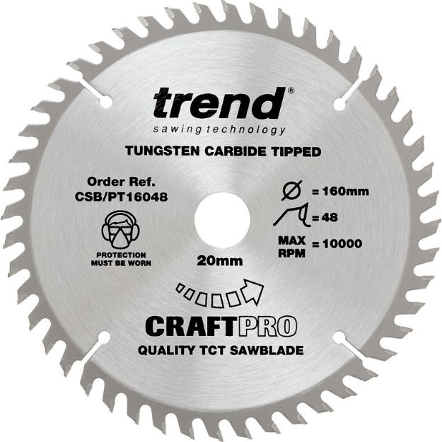 Picture of Trend Professional 160x20mm 48T ATB Tct Blade For Plunge Saw FT-160x48x20