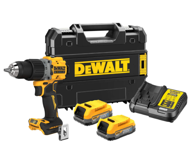 Picture of DEWALT DCD805E2T-GB 18V BRUSHLESS G2 HAMMER DRILL DRIVER KIT 2 x COMPACT POWERSTACK BATTERIES 