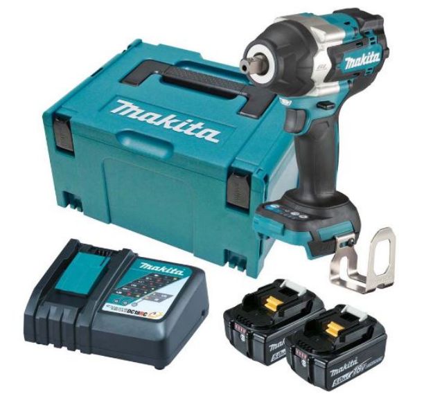 Picture of Makita DTW701RTJ 18v 1/2'' Brushless 4 Speed Impact Wrench 700nm With Pin Detent C/W 2 x 5.0Ah Li-ion Batteries & Charger In Makpac case