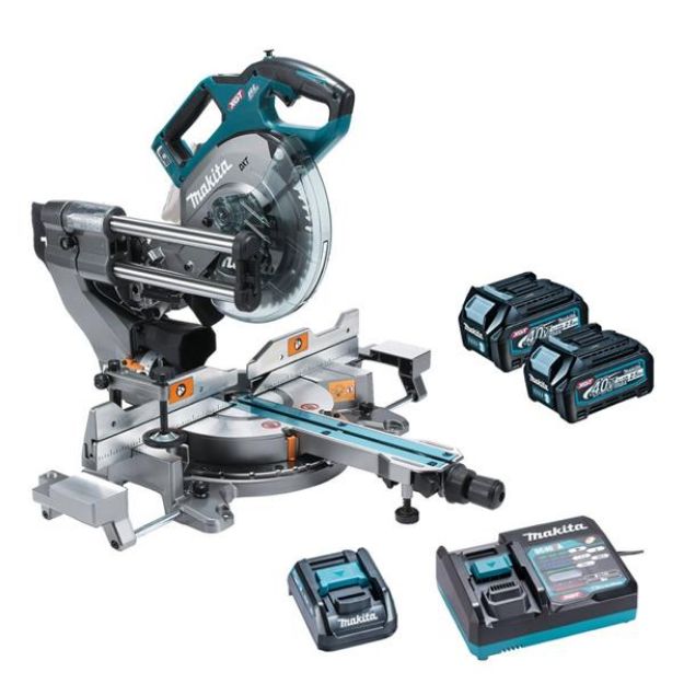 Picture of Makita LS002GD203 40v AWS XGT 81/2" 216mm Slide Compound Mitre Saw 4800rpm Cutting Capacity 312x70mm 17kg C/W 2 x 2.5Ah Batteries & Charger