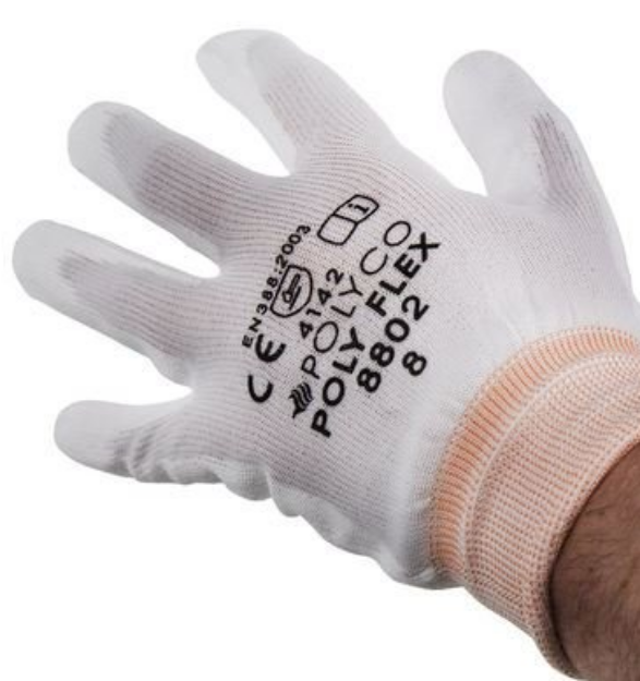 Picture of POLYCO 8802 Size 08 MED SG POLYFLEX WHITE PU GLOVES