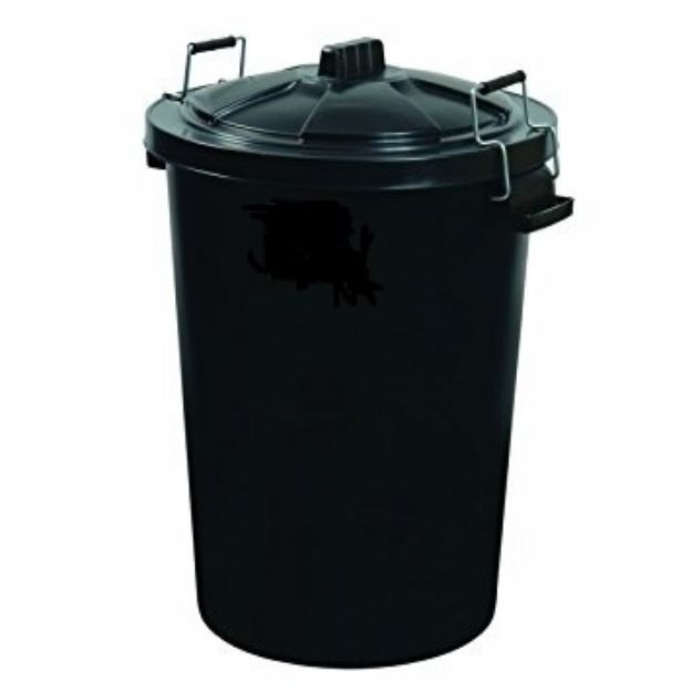 Picture of POLYTECH 110LTR BLACK DUSTBIN W/ HANDLES & LID (1643-30)