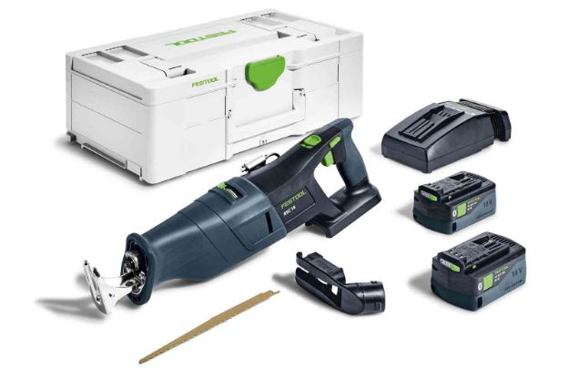 Picture of Festool 576949 RSC 18 5,0 EB-Plus Cordless Reciprocation Saw C/W 2 x 5.0Ah Batteries & Charger Includes: RSC-AV Suction Adapter, 230mm Wood Blade In Systainer Box 