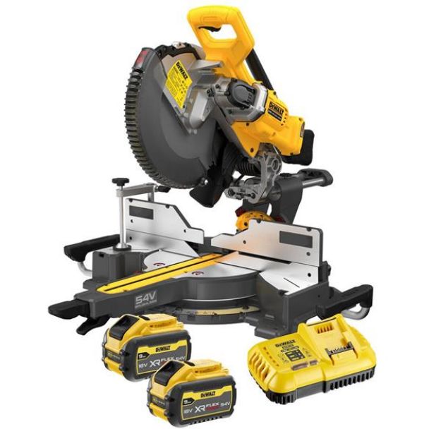 Picture of Dewalt DCS781X2 54V XR Flexvolt 12'' 305mm Mitre Saw C/W 2 x 9.0Ah Flexvolt Li-ion Batteries & Charger  + Claim free 9AH XR FLEXVOLT Battery