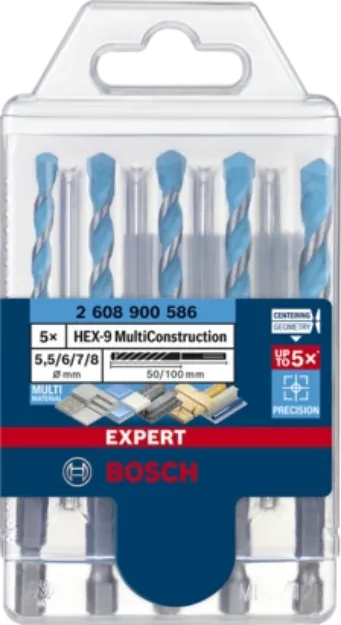 Bosch Accessories EXPERT MultiConstruction HEX-9 2608900586 Jeu de forets  polyvalents 5 pièces 5.5 mm, 6 mm, 6 mm, 7 mm - Conrad Electronic France