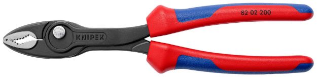 Picture of Knipex 82 02 200 TwinGrip Slip Joint Pliers with multi-component grips grey atramentized polished 200 mm 