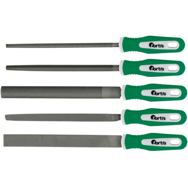 Picture of FORTIS FILE SET 5PCE 5 files flatter blunt, 3-edged, 4-edged, round, semicircular rasp