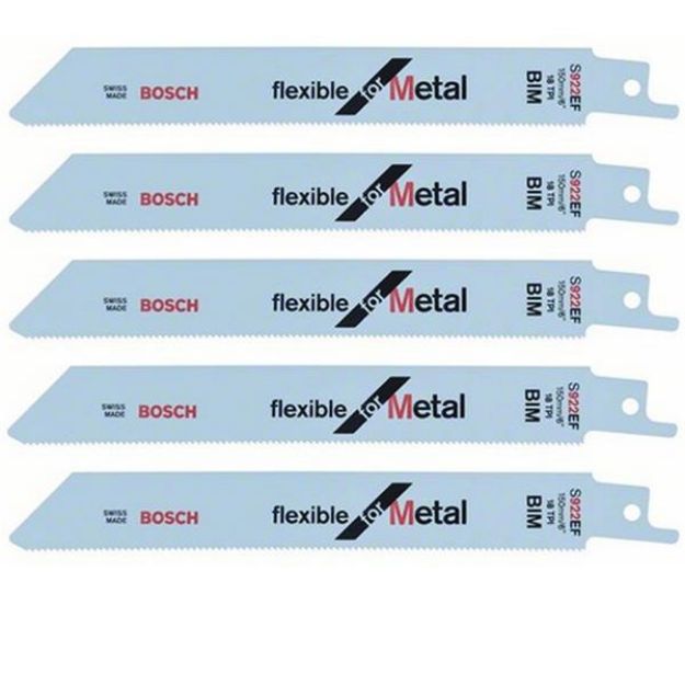 Picture of Bosch S922EF 5pc Reciprocating/Sabre Saw Blade 6" (150mm) 18TPI for Metal 2608656015    