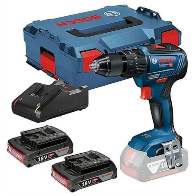 Picture of Bosch GSB18V-55M2 18V Brushless 2 Speed Combi Drill 55nm 0-2000rpm C/W 2 x 4.0Ah Li-ion  Batteries & Charger In L-boxx0615990L7C 