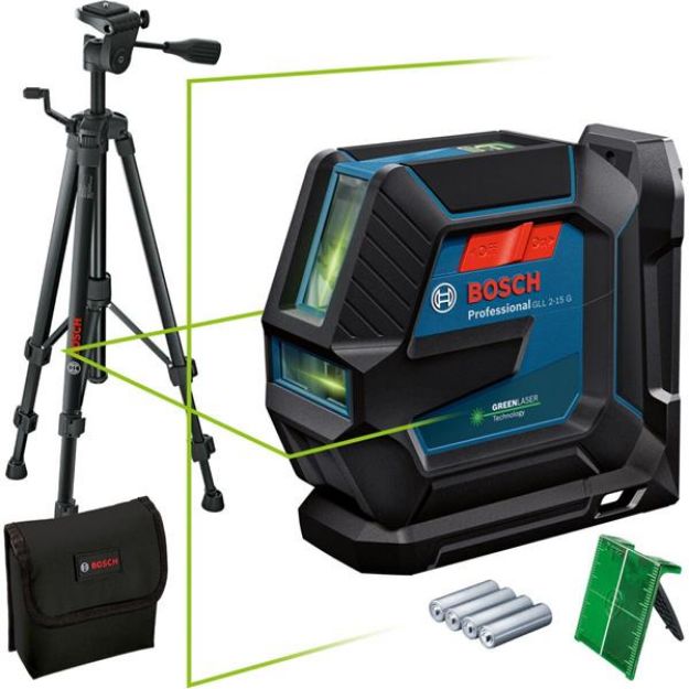 Picture of Bosch GCL2-50 G 15mtr Green Combi Laser Level 4 x 1.5 V LR6 (AA) c/w BT150 Tripod Stand