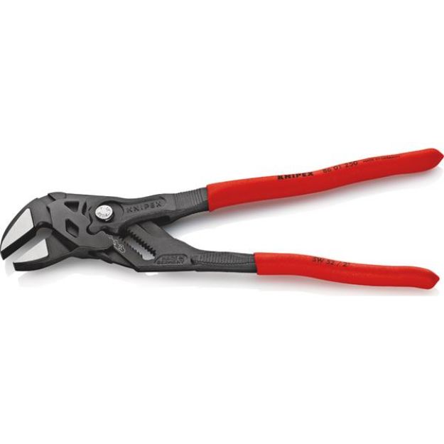 Picture of Knipex 86 01 Pliers Wrench pliers and a wrench in a single tool with non-slip plastic coating grey atramentized polished  