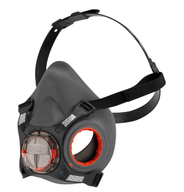 Picture of JSP BHG003-2L5-000 FORCE 8 HALF MASK RESPIRATOR LARGE GREY/RED (F8-820) NO FILTERS