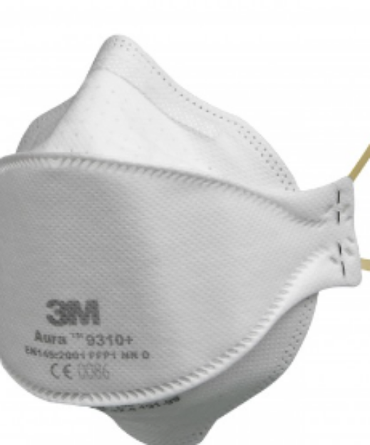 Picture of 3M 9310 FFP1 FOLDABLE NON VALVED DISPOSABLE  DUST RESPIRATOR    