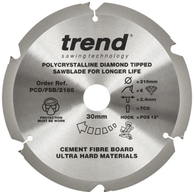 Picture of Trend Fibreboard Sawblade PCD 216mm x 6T x 30mm