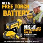 Picture of Dewalt DCK246P2T 18v XR Combo Nailer Kit Includes DCN930 Framing Nailer & DCN660 16g Angle Finsh Nailer C/W 2 x 5.0Ah Li-ion Batteries & Charger In DWST83347-1 Mobile T-stak Box + Claim Free Torch & Battery