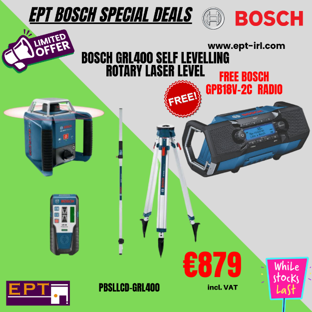 Picture of Bosch GRL400 Self Levelling Rotary Laser Level C/W Receiver & Tripod & Staff  