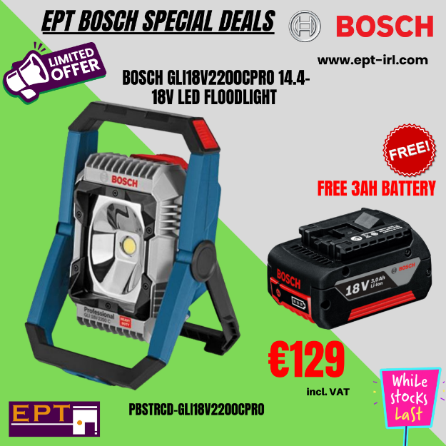 Picture of Bosch GLI18V2200CPRO 14.4-18v LED Floodlight 2200 lumen With 5/8'' Thread 1.9kg Bare Unit