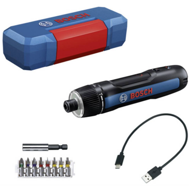 Picture of Bosch GO (Gen 3) 3.6v Cordless Screwdriver With 8pc Accessory Kit, USB-C Cable in Mini Case 06019H2201